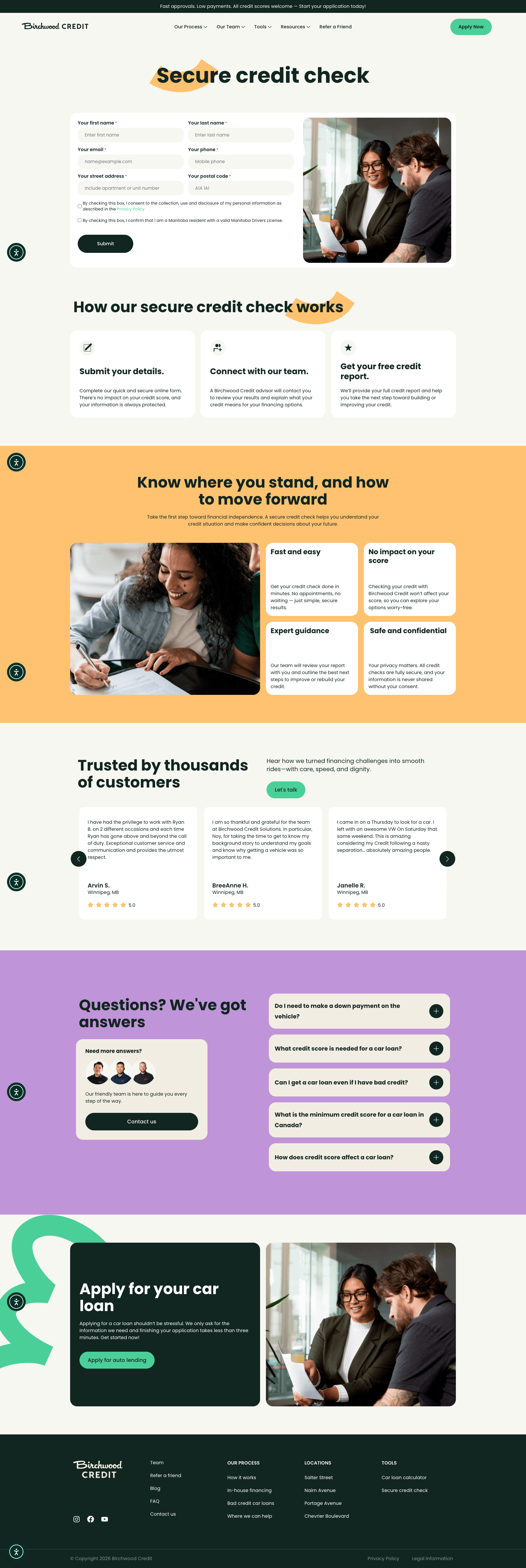 Secure credit check application