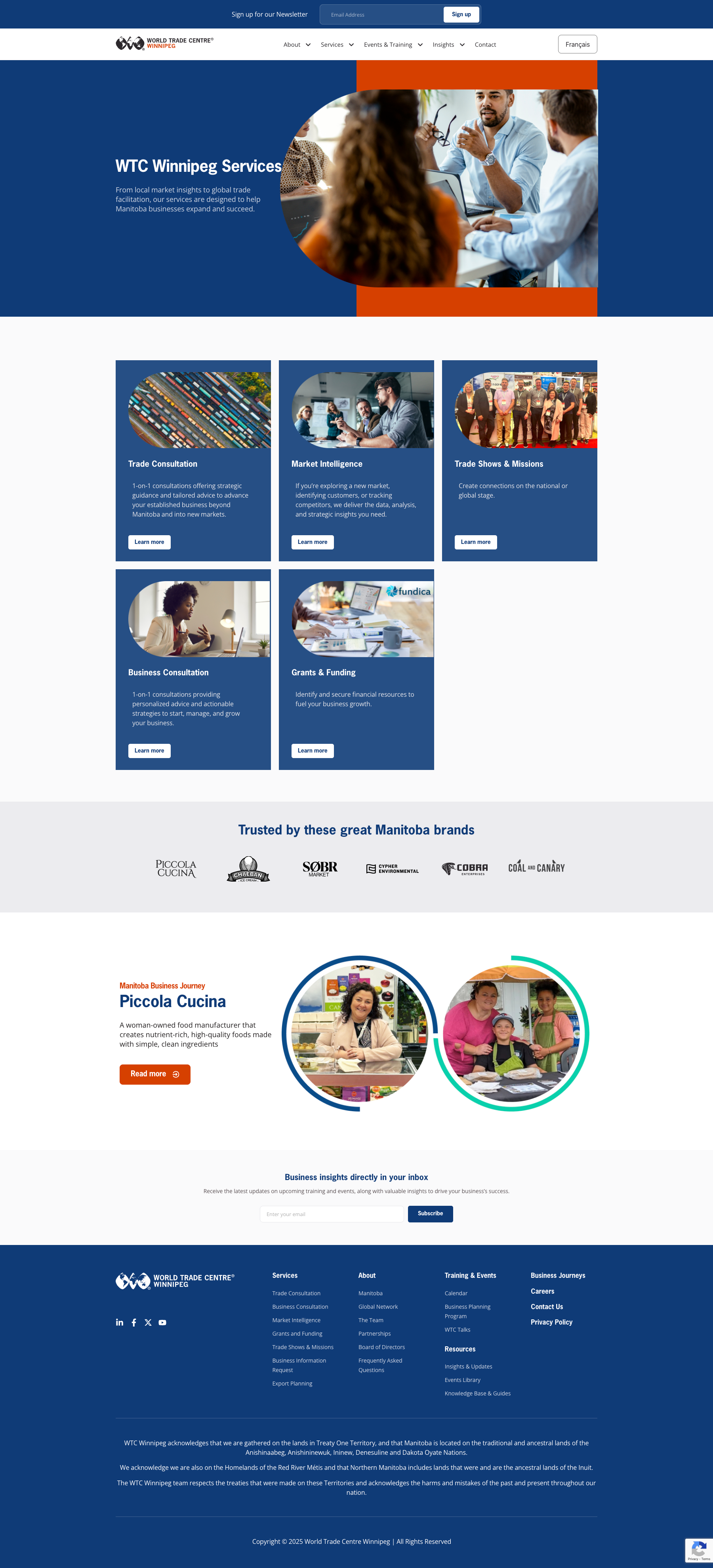 Services overview page